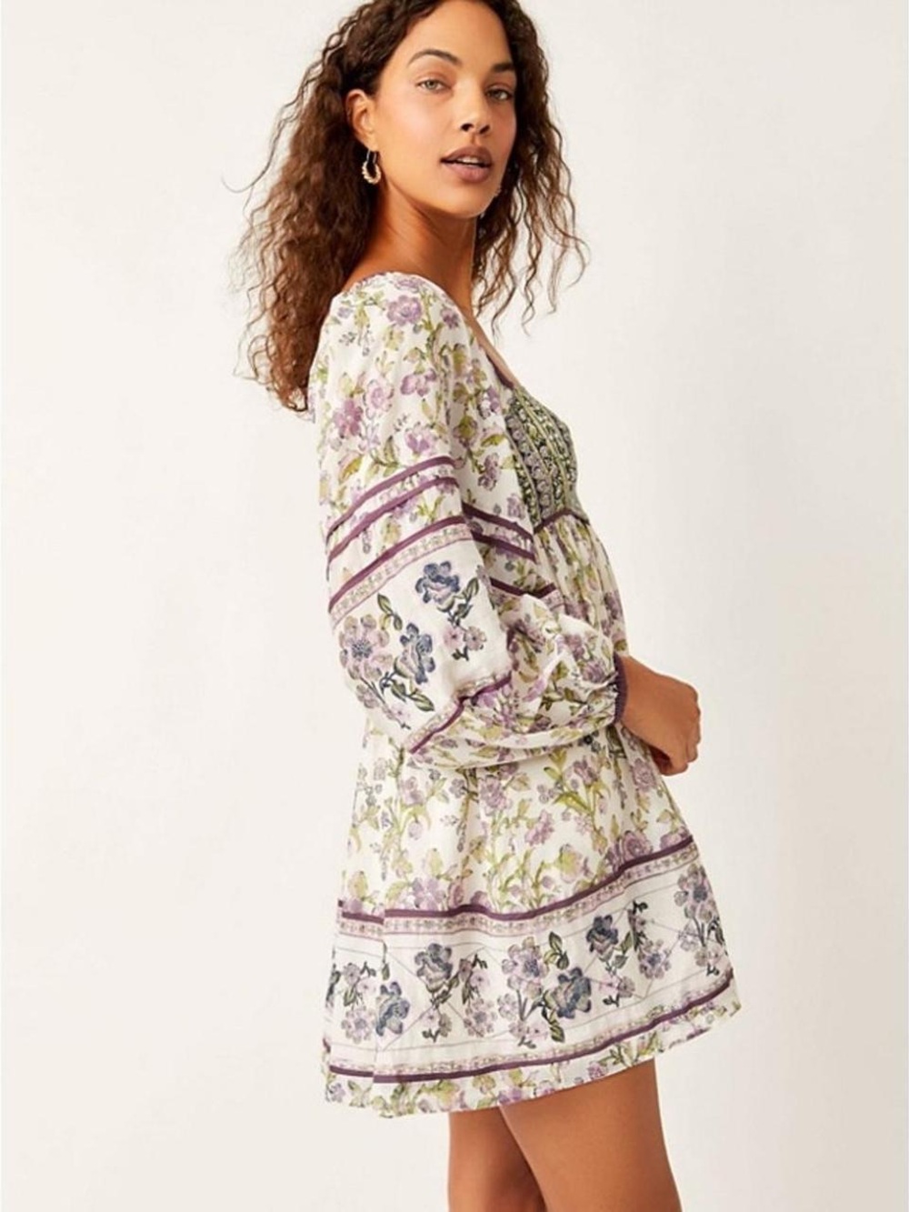 Free People Endless Afternoon Floral Mini Dress Boho Festival Empire Waist